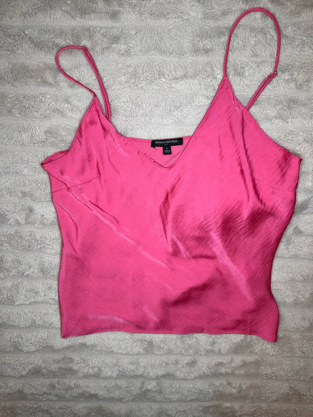 Banana Republic Hot Pink Satin V-Neck Spaghetti-Strap Cami